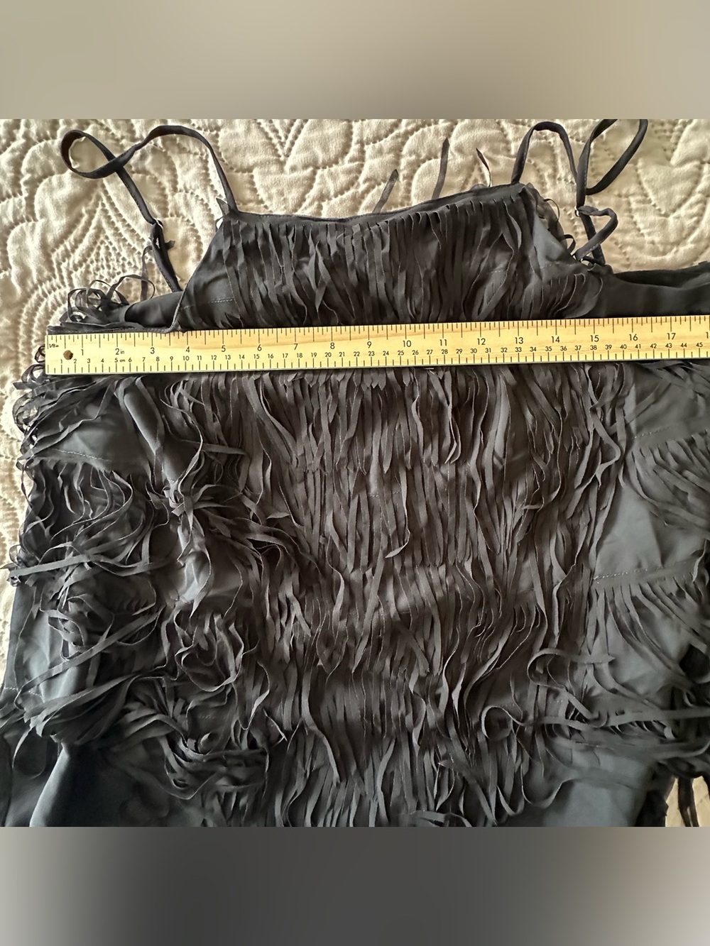 Guess Black Tiered Fringe Cami Tank Top Whimsigoth Dark Fairy Grunge Blouse L - Picture 7 of 10
